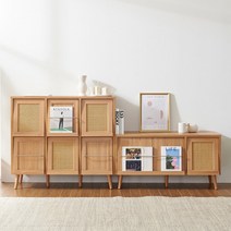 [소티디자인] 헤이즐 라탄 플랩도어 TV 거실장 1100 + 수납장 1100 세트 - 캄포, 캄포+조립 P107RTOAP+P601RTOAP