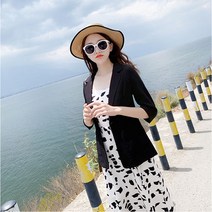 바디원 여름 여성 린넨 7부 소매 자켓