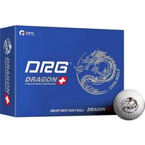 DRG 드래곤 플러스 고탄성 3피스 하이 컨트롤 4색 드래곤 프린팅 골프공 (공 12개)