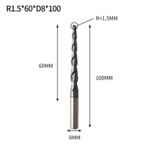 Vack 카바이드 볼 노즈 엔드 밀 3.175mm 4mm 6mm 8mm 테이퍼 엔드 밀 조각 라우터 비트 cnc 테이퍼 목재 금속 밀링 커터, r1.5x60xd8x100l