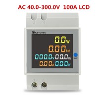 적산계 Din Rail LCD/LED 디지털 에너지 미터 전력계 AC 40-300V 0-100A 전류계 전압계 볼트 앰프, 03 40-300V LCD