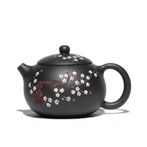 자사호 보이차 중국차용 수제 자사차호 세라믹 티 포트 전통 다기 매화 문양 430ml