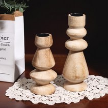내츄럴 우드 촛대 캔들홀더(2size)