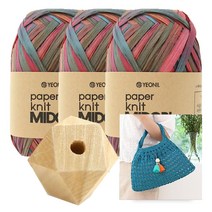 [니뜨] 미도리 종이실 40g 뜨개실 x 3볼 + 아모르네트백도안+다각형우드장식볼1세트, 20(레드그린믹스)