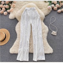 [Myshe]여자 봄 패션 스팽글 팬츠 와이드 통바지 juan315AW10