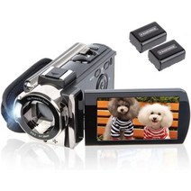 kicteck 비디오 카메라 캠코더 디지털 레코더 풀 HD 1080P 15FPS 24MP 3.0인치 270도 회전 LCD 16X 줌 2개(604s), 단일옵션
