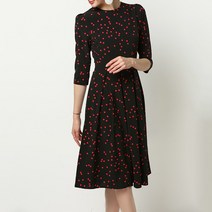 브랜드없음 오넥 3/4 슬리브 폴카 도트 프린트 드레이프 드레스