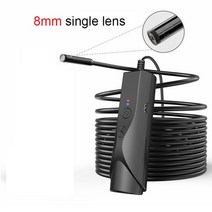 스마트폰내시경 카메라 산업용 배관 하수구 최신 wifi 내시경 1080p hd 8mm 렌즈 ip67 singleamp 듀얼 led 빛 5m 하드 케이블 내시경 android, 8mm 단렌즈