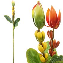 인조 야자수 극락조 헬리코니아 가지 87cm 2색 택1 열대 식물 실내조경 조화 소재, 레드