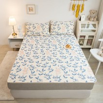 아이스 실크 라텍스 매트 세트 접이식 싱글 및 더블, 90*200cm (2 피스 세트), 행복한 토끼-블루