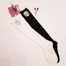 훼미리샵 은색큐빅 해골장식 오버니 삭스 골프용 무릎위길이 검정 흰색 [컬러별로 선택]