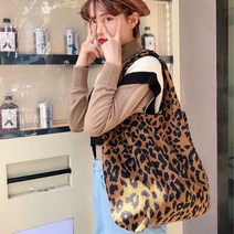 레오파드 호피 무늬 포인트 에코백 숄더백 큰가방
