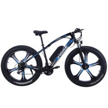 전기자전거 26 인치 4.0 지방 타이어 전기 자전거 산 350w 리튬 보조 13a 휠, 원 휠 블루 b, 36v10a42km, 26인치 21단