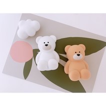 [라뮤즈캔들] 1+1 동글 곰돌이 세트 차량 석고방향제 리필오일 박스포장, 브라운1+1, 화이트머스크