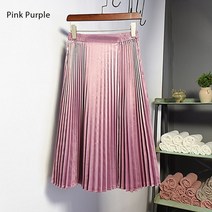 타탄체크스커트 헤링본 가죽 치마 롱 여성 한국 스타일 메탈 컬러 미디 스커트 2020 가을 겨울 숙녀 빈티지 하이 웨이스트 플리츠 스커트 saias sk110