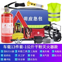 자동차 소화기 비상 키트 개인 자동차 도구 키트 자동차 3 피스 슈트 연간 검사 자동차 구조 안전 키트, 13종세트신국가표준건조분말소화기3C인증