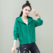 후드 티셔츠 여성 작은 키 와이드 루즈핏 숏 봄가을 계절 얇은 2022 년 상의 3699875671