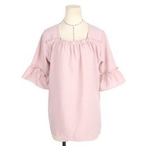 빅사이즈 U넥 프릴 반팔블라우스 BRS643