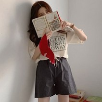 [바보사랑] 여성 데르지 스트링 밴딩 4부 팬츠 반바지