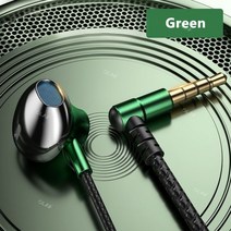OLAF 이어폰 유선 이어 버드 3.5mm/C 타입 90 도 엘보 플러그 헤드폰 마이크 헤드셋 게이머 스포츠 휴대 전화 용, [04] Green-3.5mm