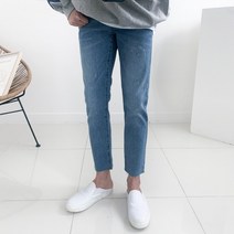 허리 전체 히든밴딩 페인트 데님 9부 청바지 팬츠(2color)