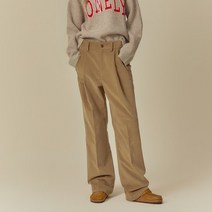 [NOHANT] ONE-TUCK CINCH BACK CORDUROY PANTS BEIGE