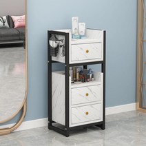미용실 협탁 수납장 스탠드 선반 이발소 골드 대리석 경대 캐비닛, 3서랍 마블 블랙 40x30x86.5cm