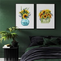 셀러허브 감성 수채화 해바라기 그림 액자 No11 20 프레임 3호, 12번／3호19x27cm(프레임액자샴페인골드)