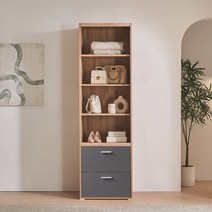 동서가구 이즈 데이브 1200 긴옷행거 슬라이딩 옷장, 06_600 선반 서랍 수납장 IFO136, 내추럴-그레이