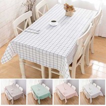 및 무늬 기름방지 체크 PEVA 직사각형 테이블보 식탁보 방수, (중형)-137x137cm/화이트