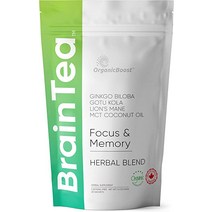 [캐로플] BrainTea - 연구 Gotu Kola Ginkgo Biloba Lions Mane Mushroom MCT. 더 나은 기억력과 자라날 수 있는 최악의 부스터 누트로픽