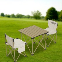 케인 야외테이블 해변 바베큐 계곡 2인용 캠핑 롤테이블 의자세트 54x55cm 아이보리, 본상품선택