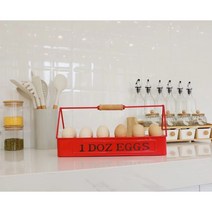 틴 에그 핸들 바스켓 빈티지 소품, 레드