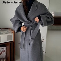 여성롱코트 가을 겨울 캐시미어코트 울 코트와 재킷 여성 ​​ 복고풍 옷깃 포켓 디자인 길이 분할 y2k 코트 여성 한국 패션 의류 세련된