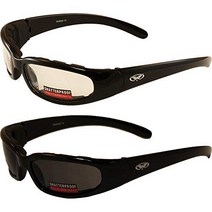 2 Black Frame Motorcycle Riding Glasses Sunglasses Day and Night Smoke Clear Lens Has EVA Foam Paddi, 1