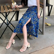 쉬폰 여름 꽃 스커트 중간 길이 레이스 업 원피스 랩 스커트 휴가 선 스크린 비치 스커트