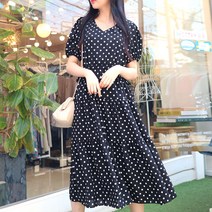 메리앤유 로맨틱한 도트패턴 더블스트링 쉬폰원피스