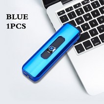 휴대용 전기 라이터 usb 충전식 방풍 흡연 액세서리 도구 여러 가지 빛깔의 라이터 초박형 남성 선물 2022 새로운, 블루 1 개