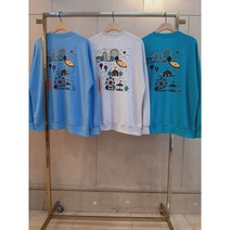 티봄 TBOM 놀이동산 맨투맨 오버핏 스케치 MTM 박스핏 캐릭터 티셔츠 남녀공용 퀄리티 캐주얼 스트릿패션