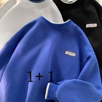 JUST FEEL!NG 레이어드 맨투맨 [1+1] 남녀공용 커플 시밀러룩 라운드 오버핏 학생 이너티 패션 솔리드 무지 티셔츠