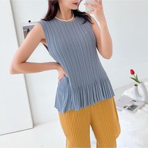 플리츠유 아반떼 민소매 플리츠 티 나시 이세이 마담 주름 여성 엄마 여름 이너 빅사이즈 중년