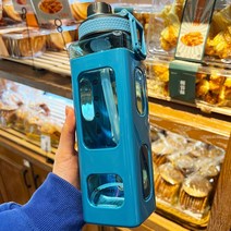 심플 어른 빨대 컵 대용량 학생 물병 700ML/900ML, 블루, 900ML