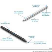[DCONE]HP 충전식 MPP 2.0 용 스타일러스 펜 틸트 3J122AA # ABB Pavilion x360 컨버터블용 14 인치 펜, 한개옵션1, 한개옵션0