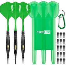 룰렛돌림판 다트 CyeeLife 소프트 다트 18g + 운반 케이스 추가 포인트 비행 전문 전자 플라스틱 팁 세트, 05 green