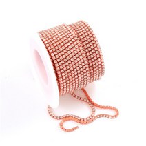 10 야드 2mm 크리스탈 유리 라인 석 체인 다채로운 기본 재봉 돌 컵 체인 라인 석, 오렌지-화이트, 2mm-10야드
