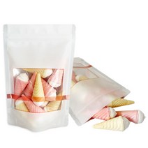 비오피 (50매)로즈 투명창 스탠드 지퍼백(500g) 선물 포장 음료 간식 소분 밀키트 배달 반찬 봉투, 50매
