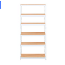 스피드랙 브이 2 스탠드 선반 6단 800 x 300 x 1800 mm, 화이트(프레임) + 우드 화이트(선반)