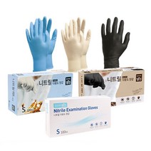 명진 니트릴장갑 100매 화이트 블루 블랙 S M L 미용 식품 요리 위생, 블랙 L(대), 색상:니트릴 100매 블랙 (L)