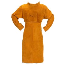 120cm 용접 앞치마 난연 긴 소매 용접 보호 복 분할 가죽 화재 방지, 하나, 갈색