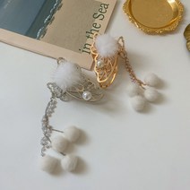 헤어핀 나비 소프트 퍼 드롭 헤어 집게핀 여성스러운 우아한